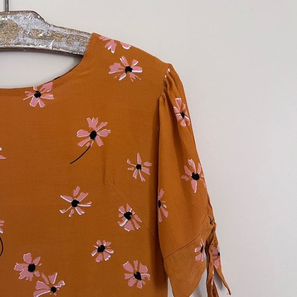 Faithfull The Brand Emilia Floral Midi Dress Orange Pink Women's Size M Medium - Picture 8 of 12